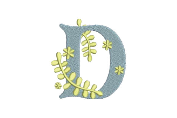 Floral Alphabet D: Elegant Embroidery for Personalized Gifts