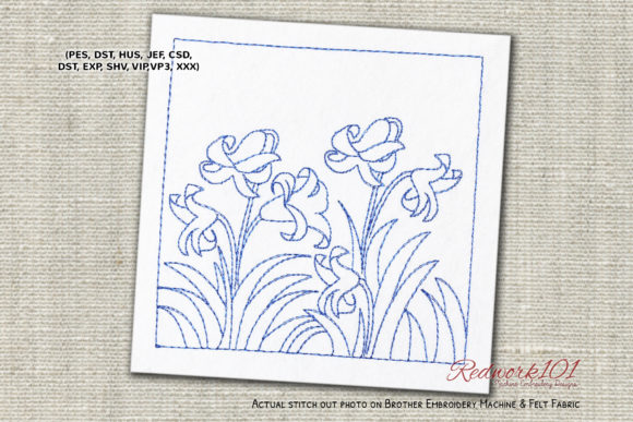 Floral Pattern a Redwork